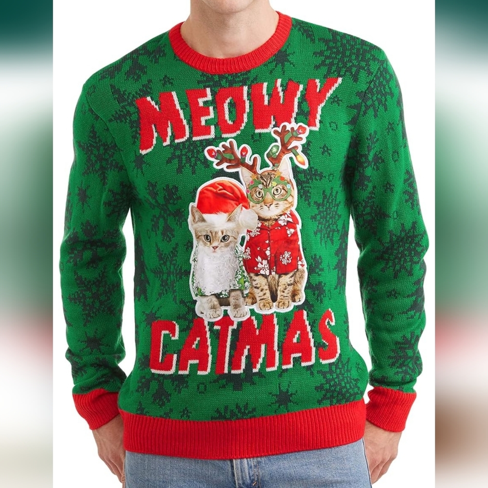 Meowy Catmas Unisex Christmas Sweater Sz-L